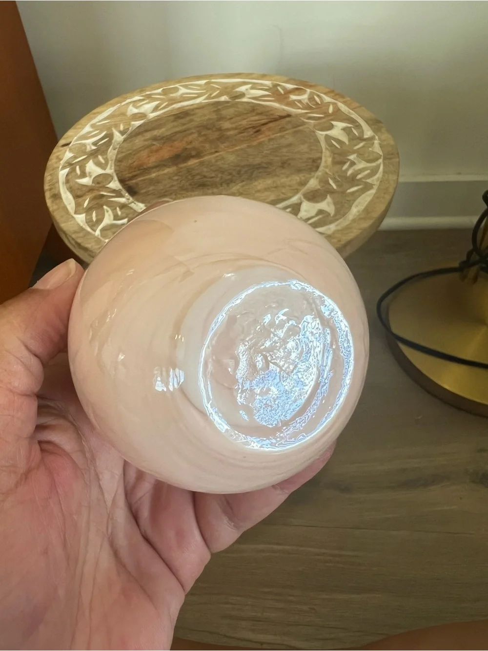 Vintage 1970’s Italian Murano Art Glass Swirl Filigrana Technique blush pink